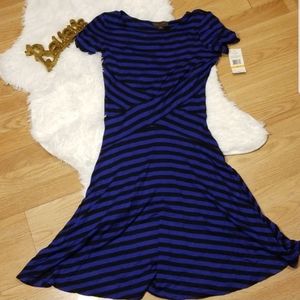 NWT Trulli Blue & Black Striped Dress Sz